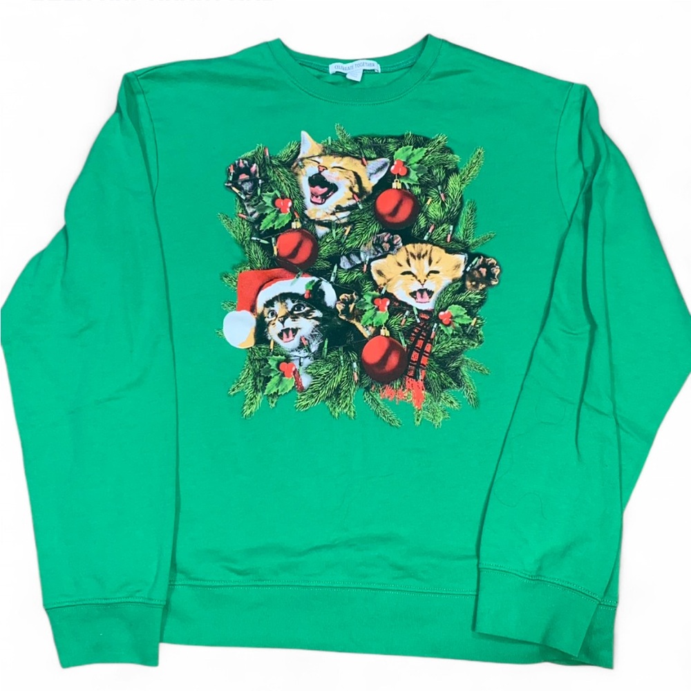Christmas Cats Holiday Sweater - Green